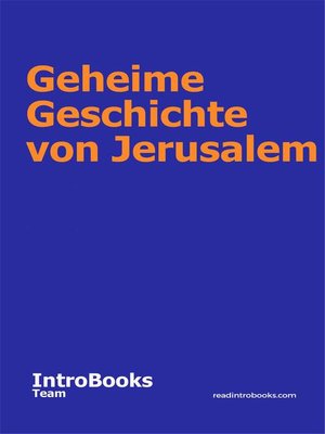 cover image of Geheime Geschichte von Jerusalem